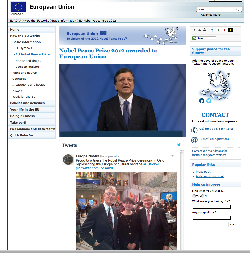 Screenshot from European Union website.