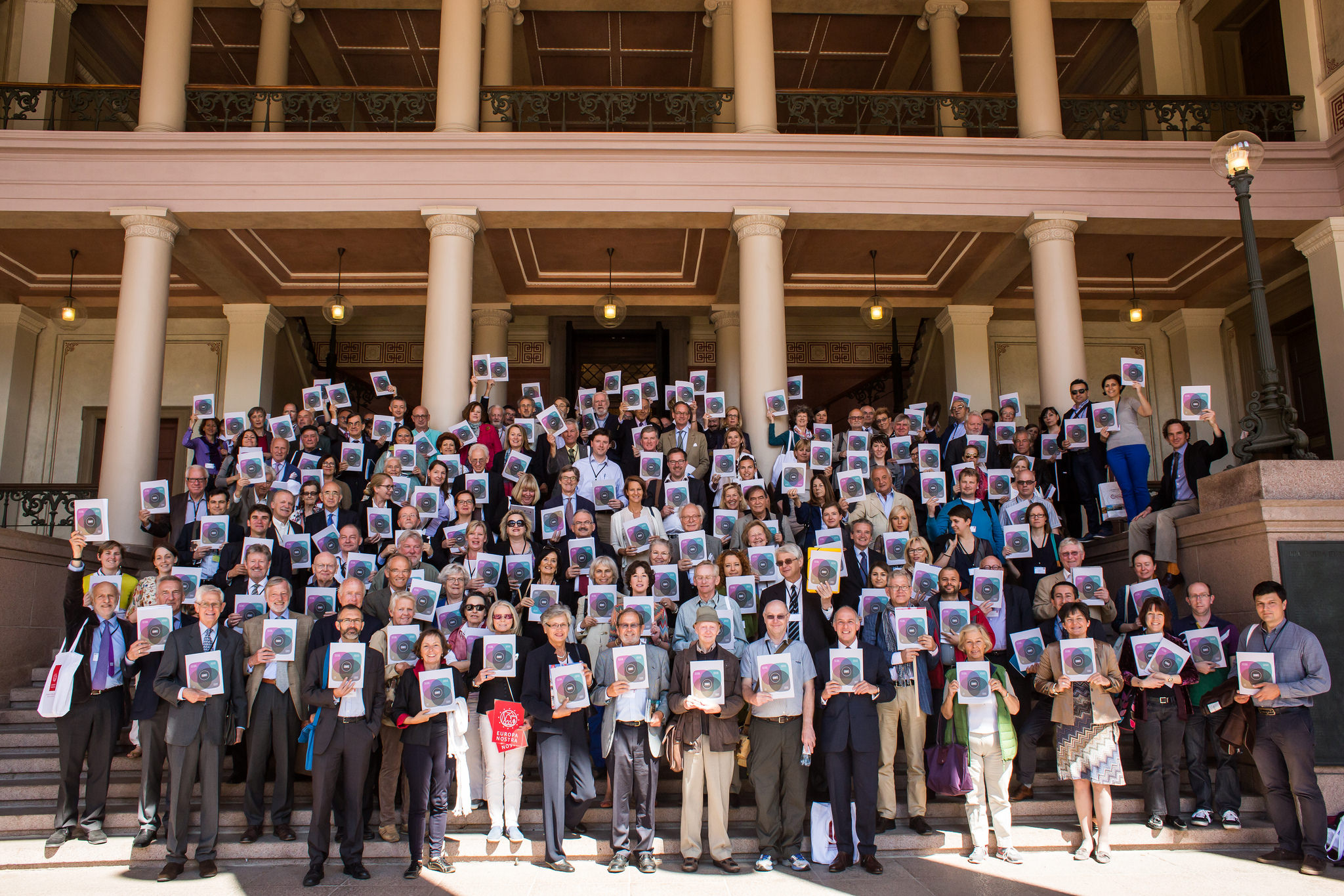 Group photo of all the participants in the Cultural Heritage Counts for Europe conference in front of the Aula of the Domus Media of Oslo University, 12 June 2015. Photo: Felix Quaedvlieg
