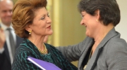 Androulla Vassiliou and Sneška Quaedvlieg-Mihailović at the farewell reception held at the EC headquarters in Brussels on 3 November 2014. Photo: Courtesy of EC