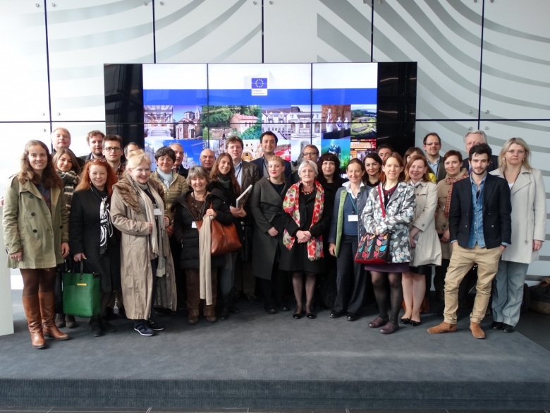 Group photo of the participants in the Capacity Buildings Days 2016 at the European Commission building in Brussels. Photo: Europa Nostra